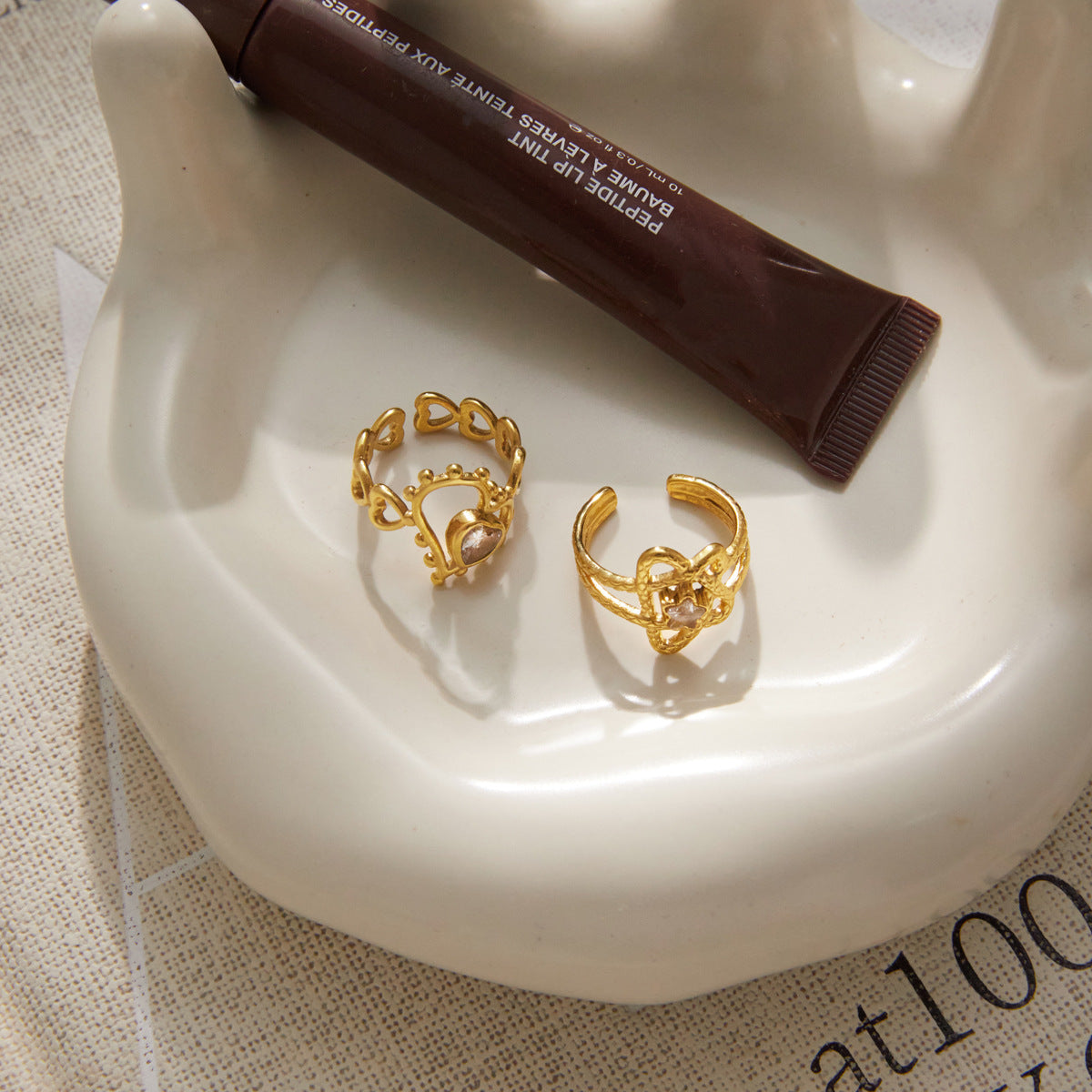 Heart Hollow Zircon Ring - DippedShop Wholesale - #0467