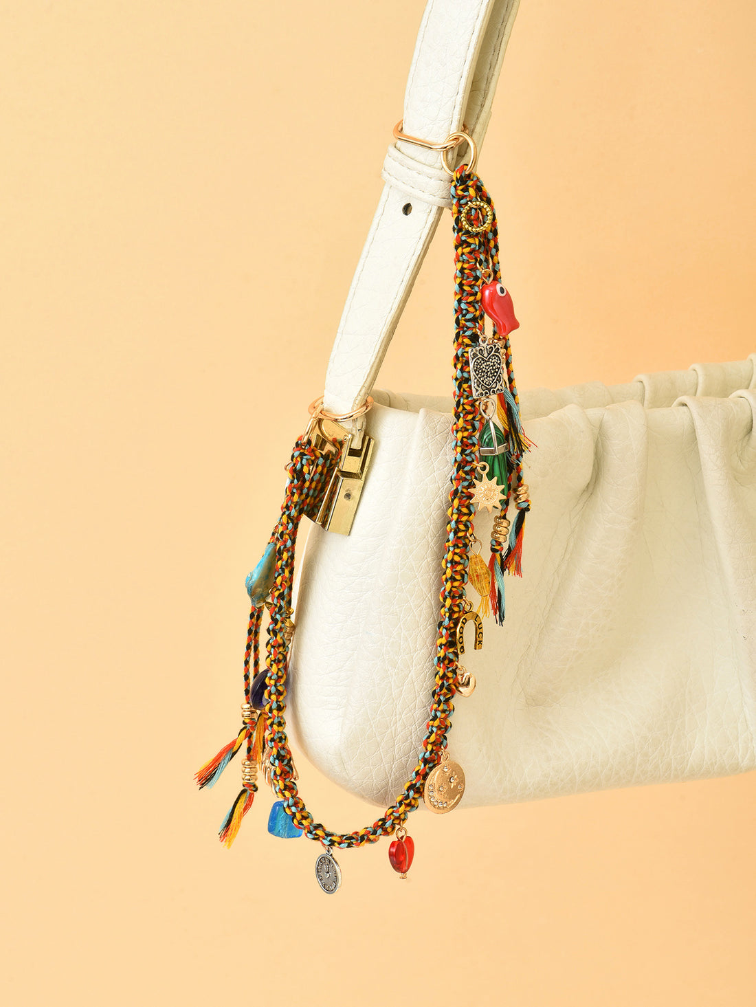 Trendy Heart Pendant Tassel Chain Bag Charm DP25H611