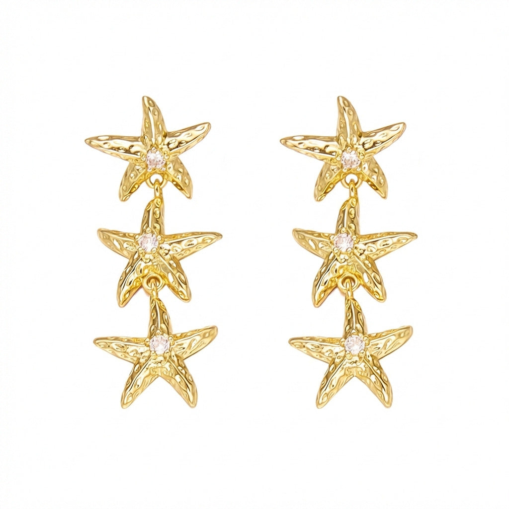 Gold Plated Starfish Stud Earrings - DippedShop Wholesale - #7779