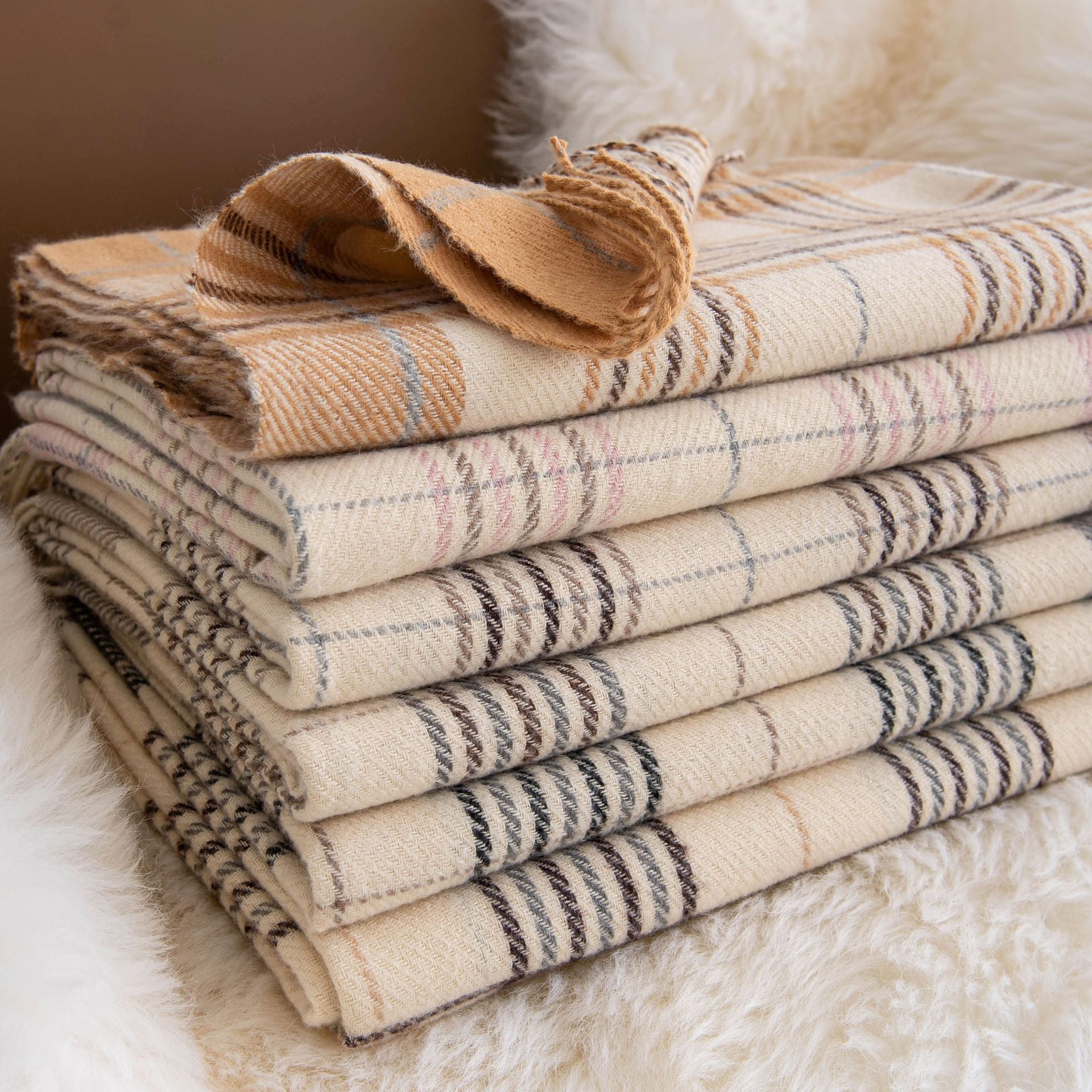 Minimalist Plaid Tassel Imitation Cashmere Scarf 6W6NSW292
