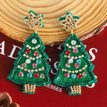 Handmade Christmas Tree Seed Bead Dangle Earrings 6W6JER689