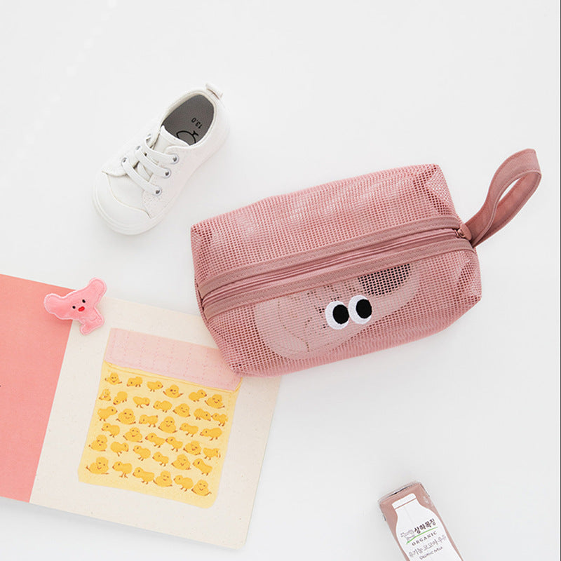 Cute Eye Embroidery Mesh Hollow Makeup Bag MK2BW6S10BOB119