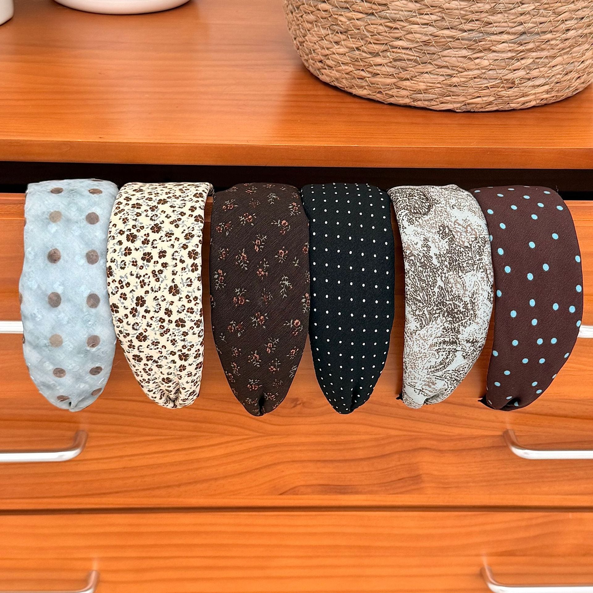 Vintage Floral Polka Dot Wide Headband 6W6HBD280