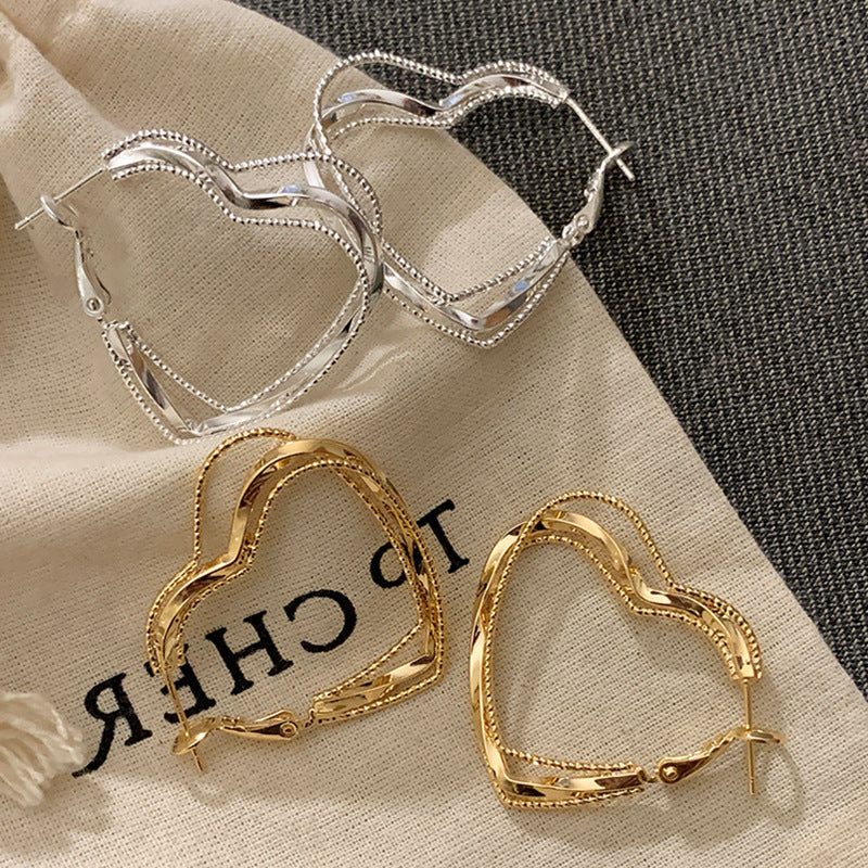 Chunky Heart Hoop Earrings - DippedShop Wholesale - #5459