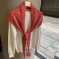 Knit Pom-Pom Shawl - DippedShop Wholesale - #4163