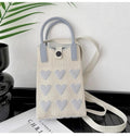 Cute Heart Print Knit Crossbody - DippedShop Wholesale - #5171