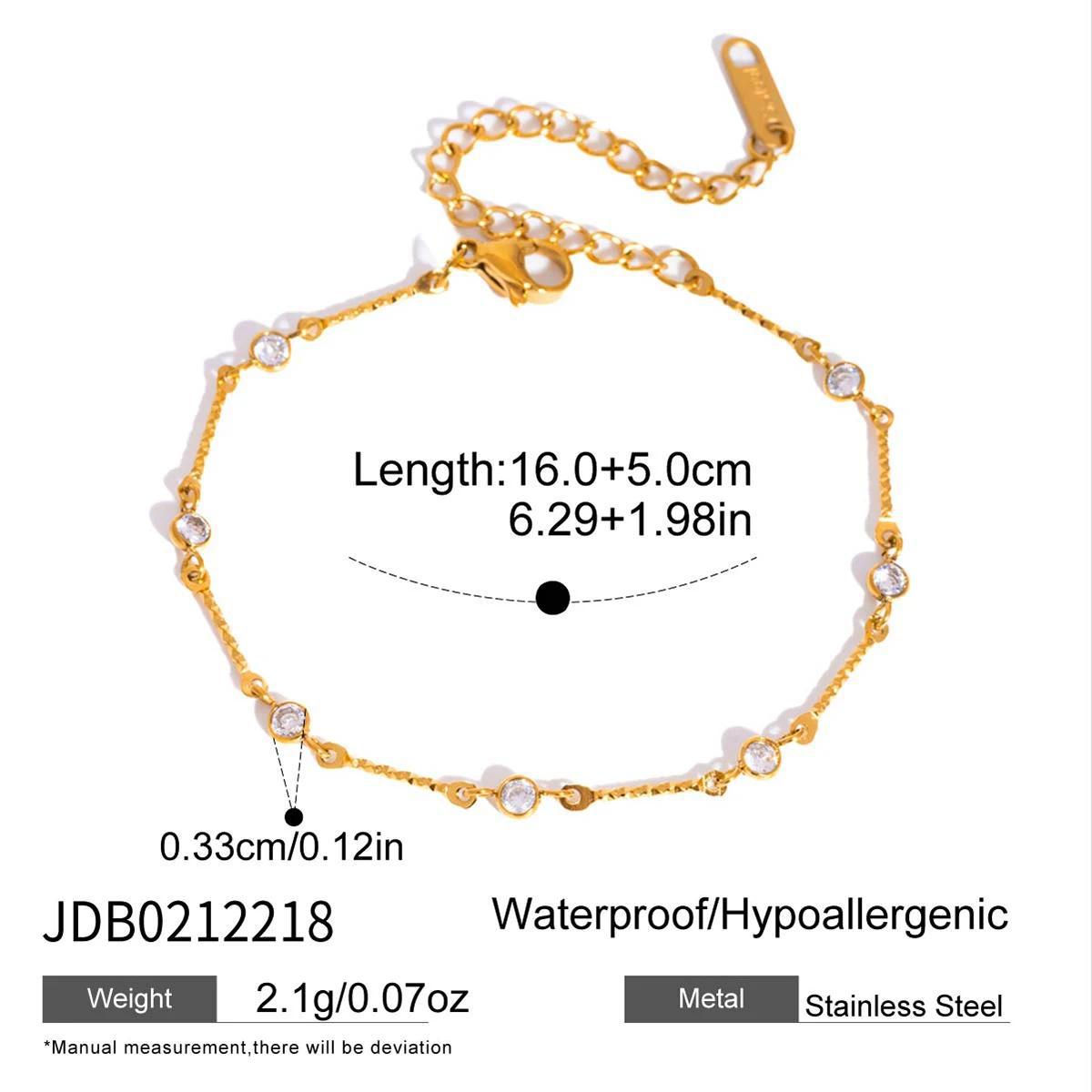 Simple Gola Plated Cubic Zirconia Chain Bracelet 6W6JBR461