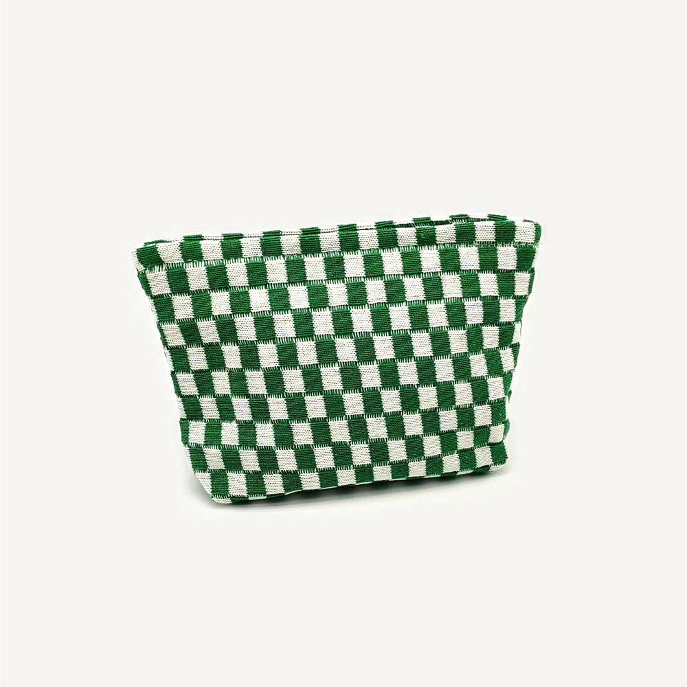 Large Plaid Knit Makeup Bag - DippedShop Wholesale - #0115