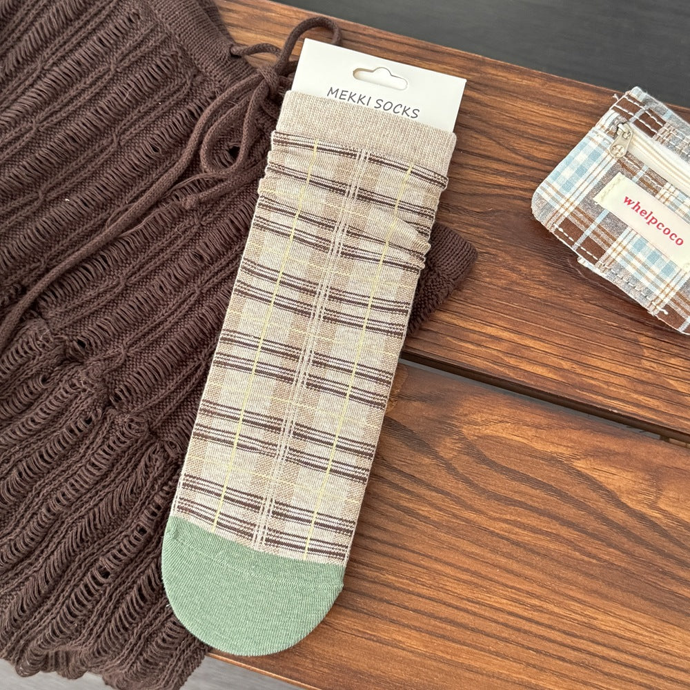 Plaid Crew Socks - DippedShop Wholesale - #3107