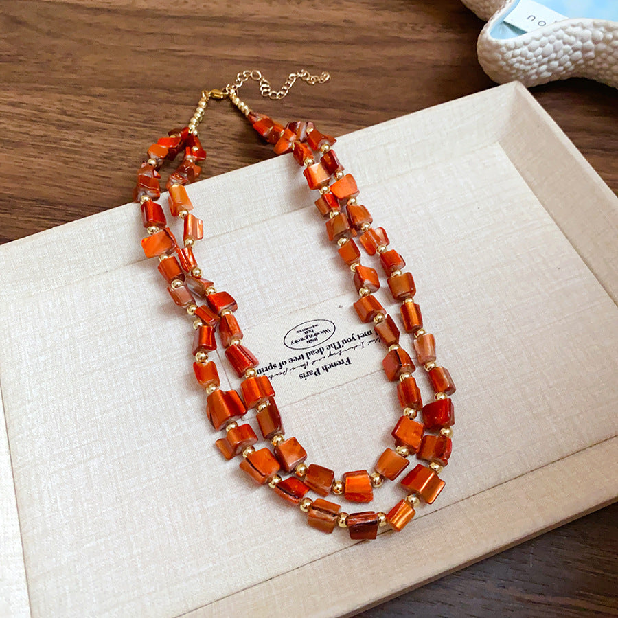 Vintage Irregular Double Layer Shell Necklace 6W6JNC944