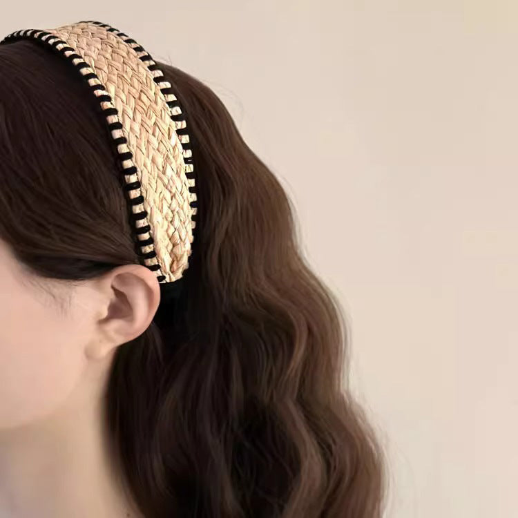 Straw Woven Wide Headband - DippedShop Wholesale - #5651