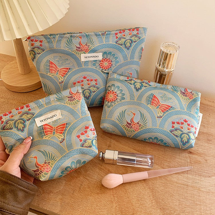 Elegant Butterfly Jacquard Portable Makeup Bag MK2BW6W10BOB390
