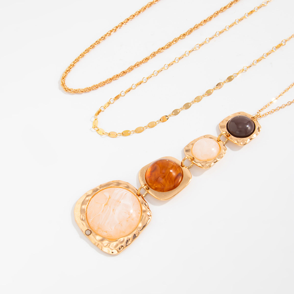 Hammered Resin Pendant Necklace - DippedShop Wholesale - #2627