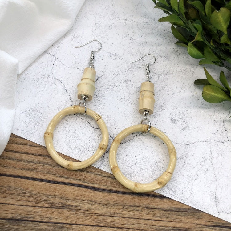 Rattan Dangle Earrings Beach - DippedShop Wholesale - #6035