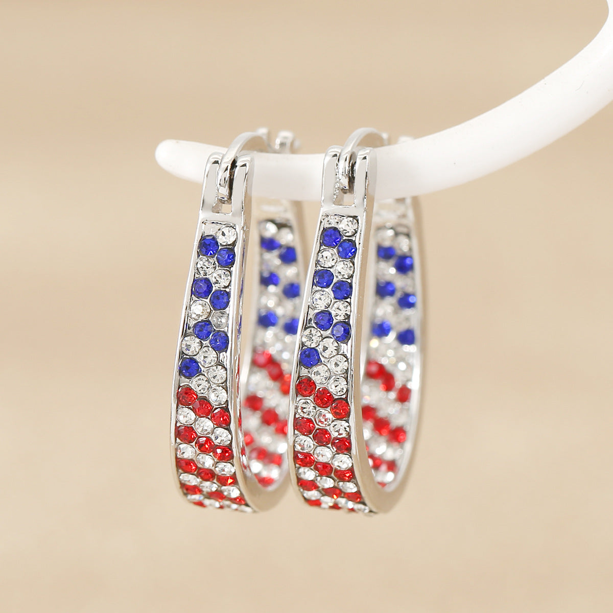 Electroplate Sparkling Rhinestones Hoop Earring 8ZA6JER187L