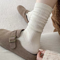 Simple Hollow Out Slouchy Crew Socks 6W8FSO814
