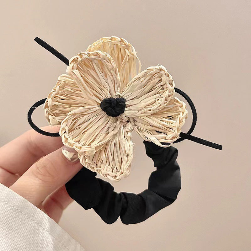 Straw Woven Flower Hair Claw Scrunchie MK2BLW6W6HSR117