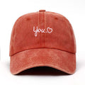 Vintage Washed Letter Heart Embroidery Baseball Cap MK2BW6W6HAT89