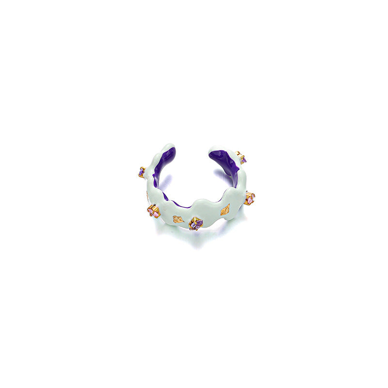 Summer Fresh Enamel Glaze Rhinestones Open Ring 6W6JRG248