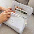 Cute Striped Print with Mirror Makeup Bag MK2BW6S10BOB82