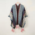 Boho Tassel Wavy Texture Knit Shawl Wrap 6W6NSC48