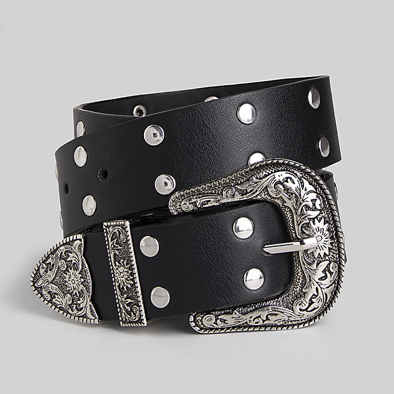 Vintage Punk Double Row Rivets Wide Belts DPWB0301
