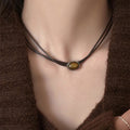 Vintage Irregular Tiger Eyes Stones Necklace 6W6JNC909