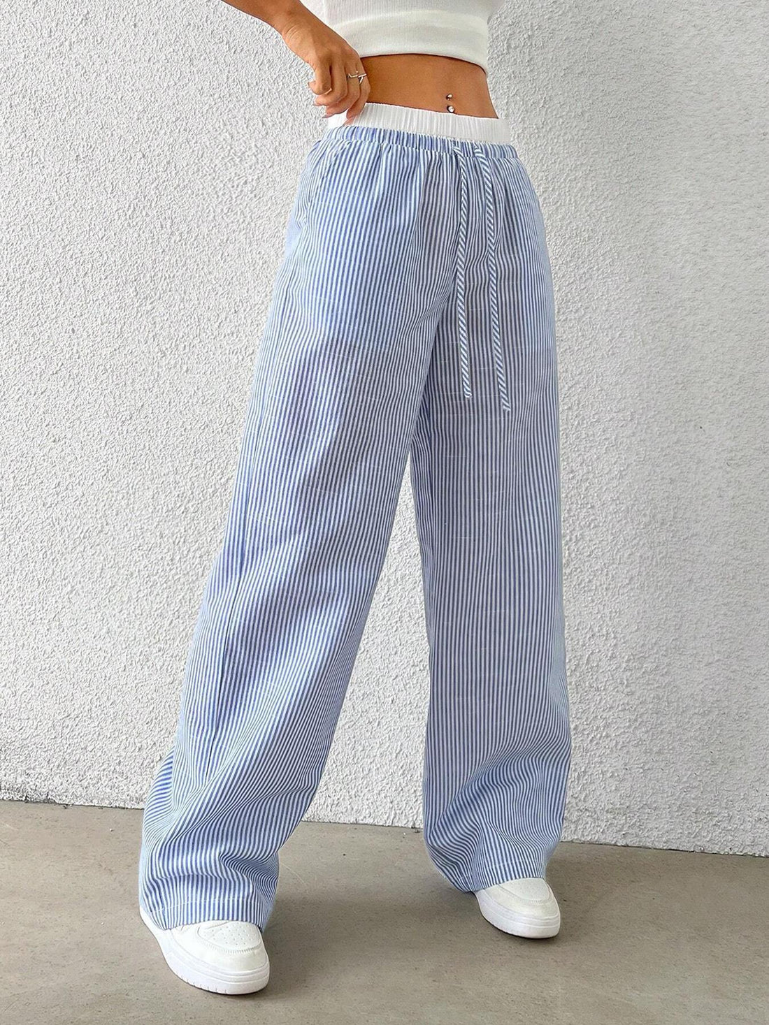 Trendy Striped  Loose Wide-Leg Pants DP25F546
