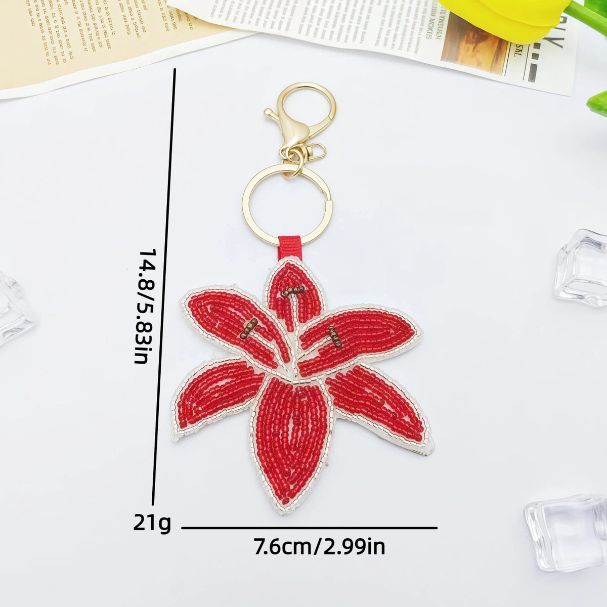 Creative Beaded Embroidery Lemon Pendant Keychain 6W10BBC810