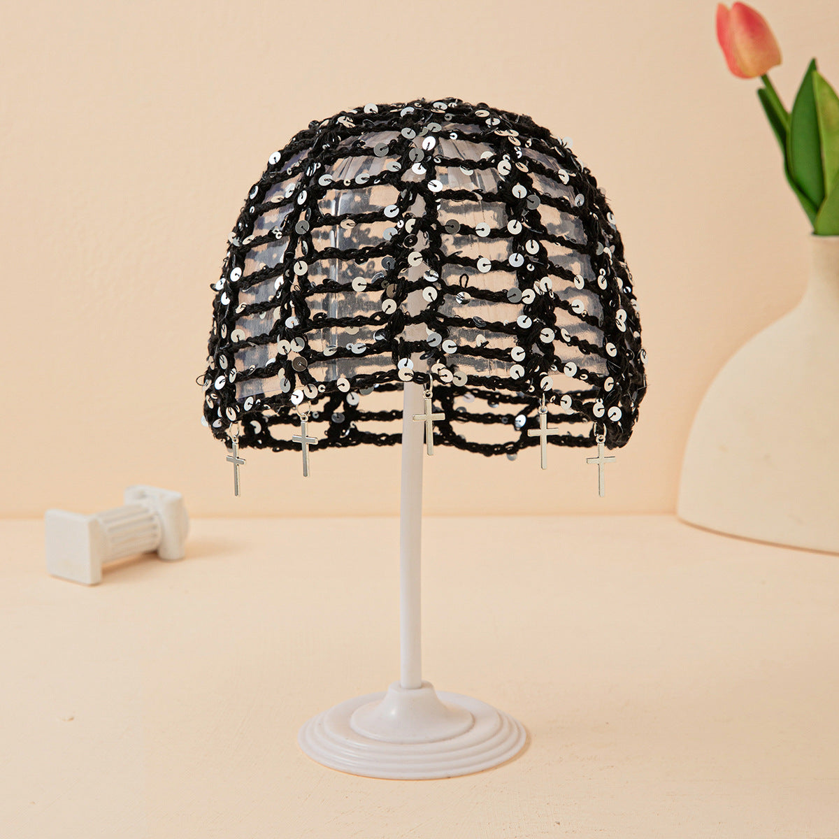Punk Sequin Skull Cap - DippedShop Wholesale - #7059