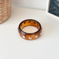 Retro Studded Wide Resin Bangle Bracelet 6W6JBR572