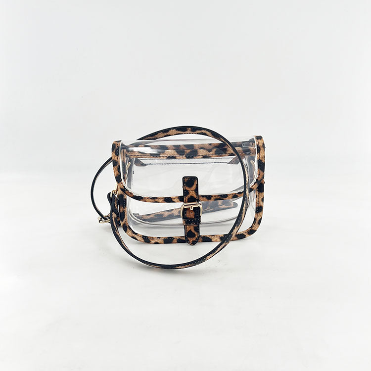 Trendy Transparent Leopard Print Square Crossbody Bag 6W10BBG1966