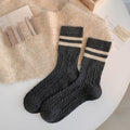 Fall Warm Cable Knit Striped Crew Socks 6W8FSO712
