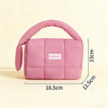 Solid Color Cotton Quilted Top Handle Cosmetic Bag 6S10BOB1042