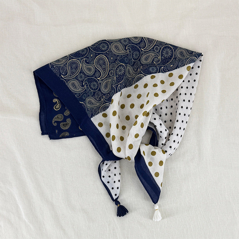 Vintage Polka Dot Paisley Print Square Scarf 6W6NSC211