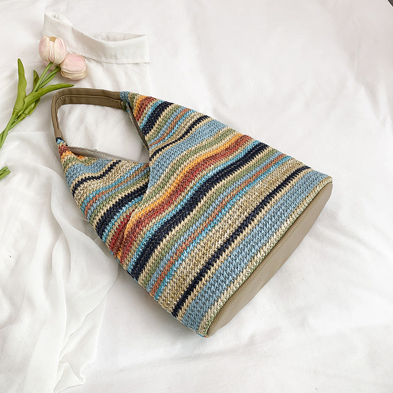 Trendy Colorful Woven Beach Shoulder Bag 6W10BBG2480