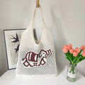 Vintage Elephant Print Hollow Knit Shouder Bag 6W10BBG1771