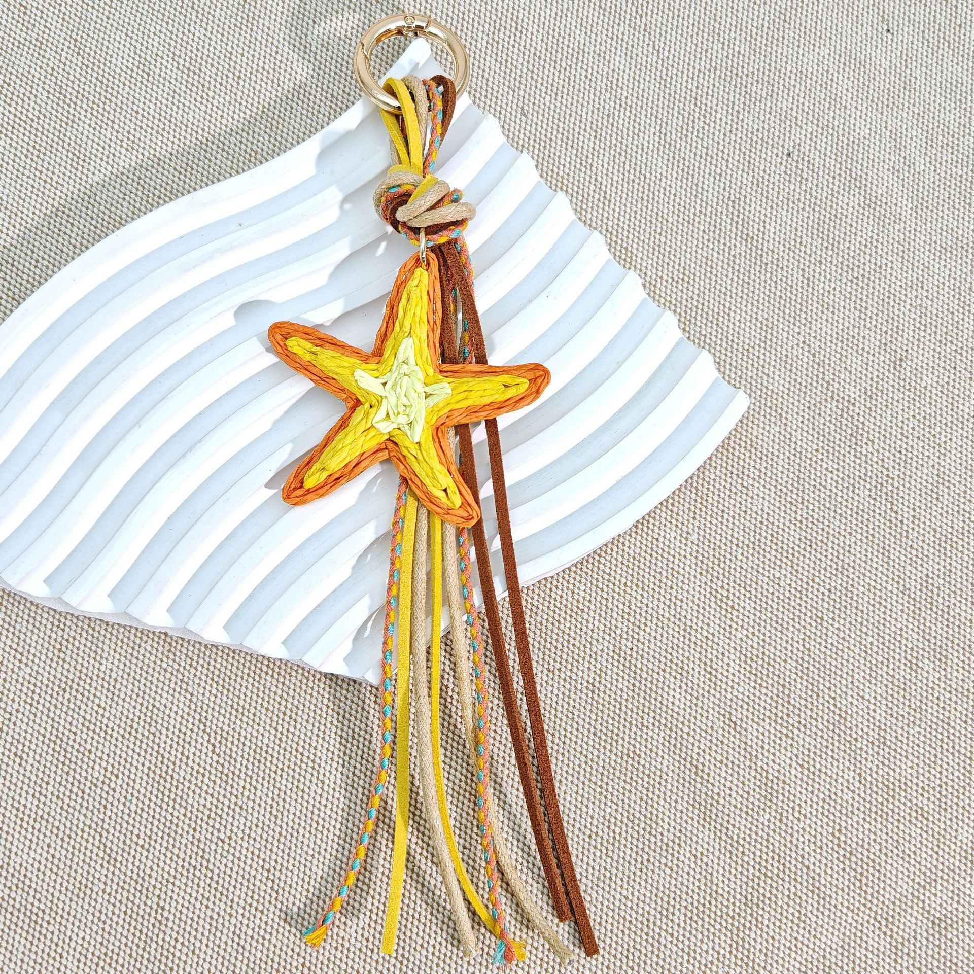 Handmade Raffia Woven Starfish Bag Charm MK2ZCEP6W10BBC79