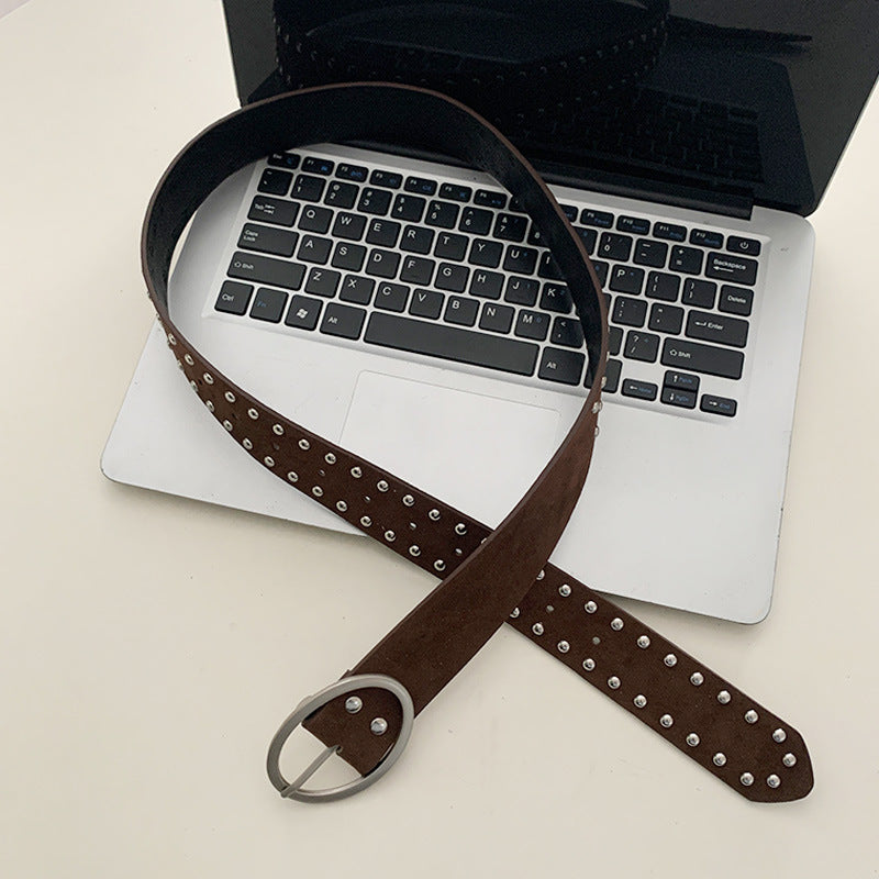 Retro Double Studded Suede Waist Belt 6W6JBT169