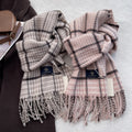 Vintage Plaid Wool Blend Knit Tassel Scarf 6W6NSC67