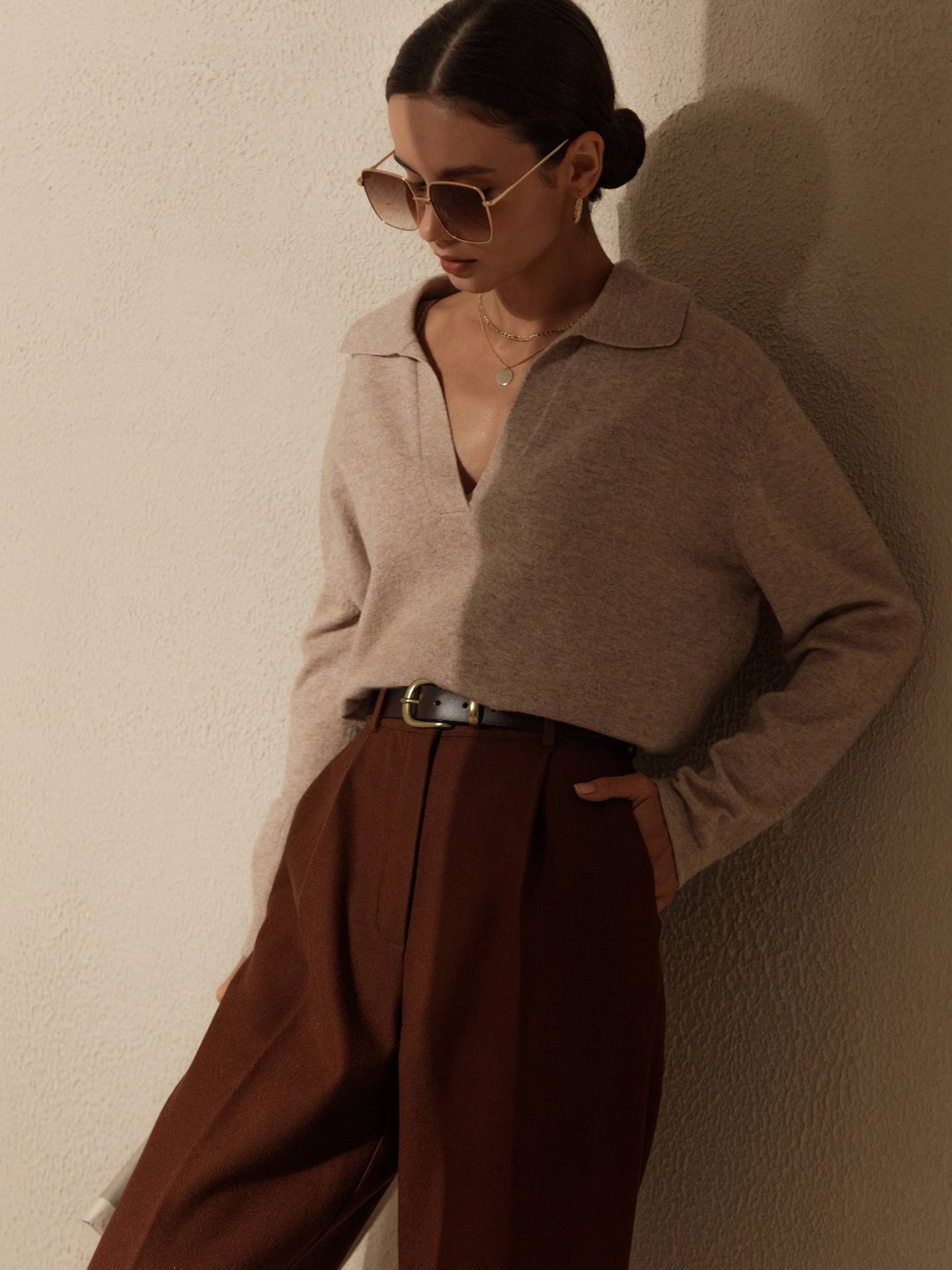 Lapel V-Neck Sweater - DippedShop Wholesale - #7539