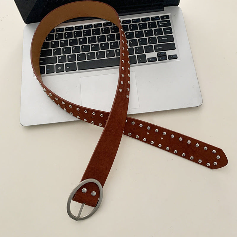 Retro Double Studded Suede Waist Belt 6W6JBT169