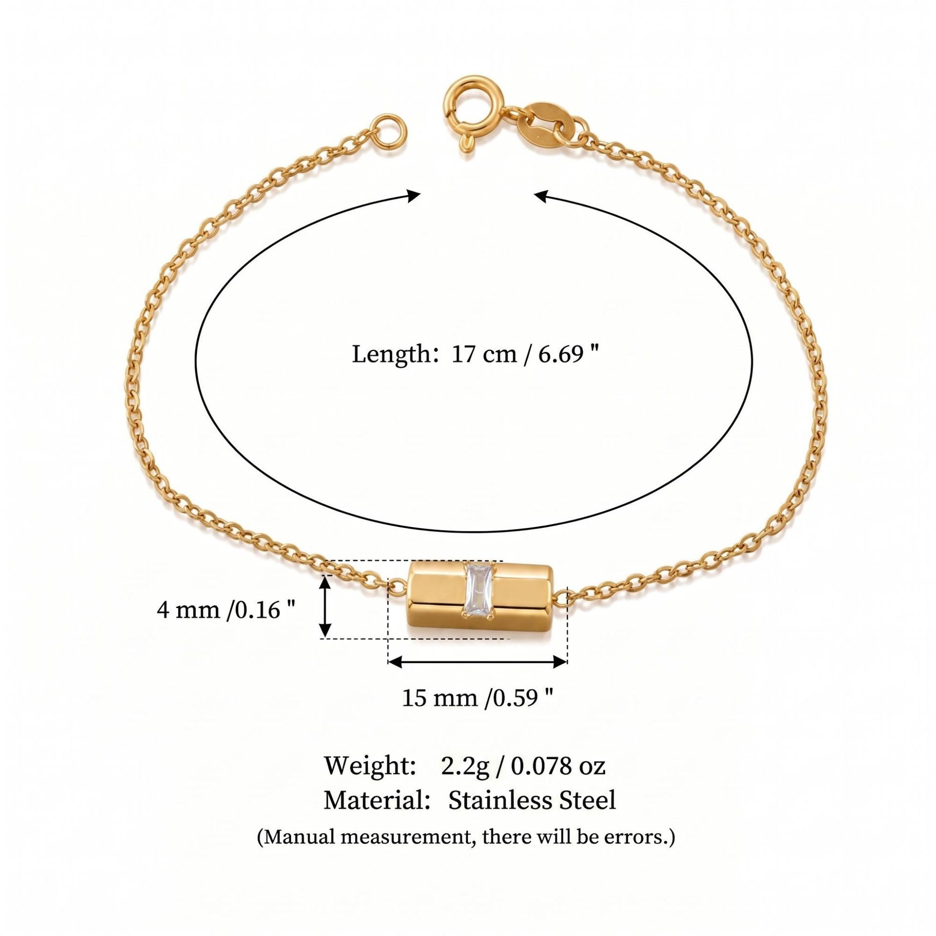 Trendy Gold Plated Zirconia Chain Bracelet 6W6JBR331