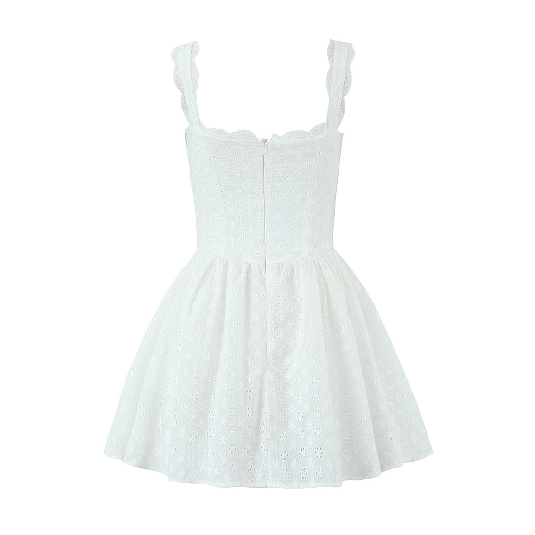 Sweet Lace Trim Straps Puff Mini Dress DP25C970