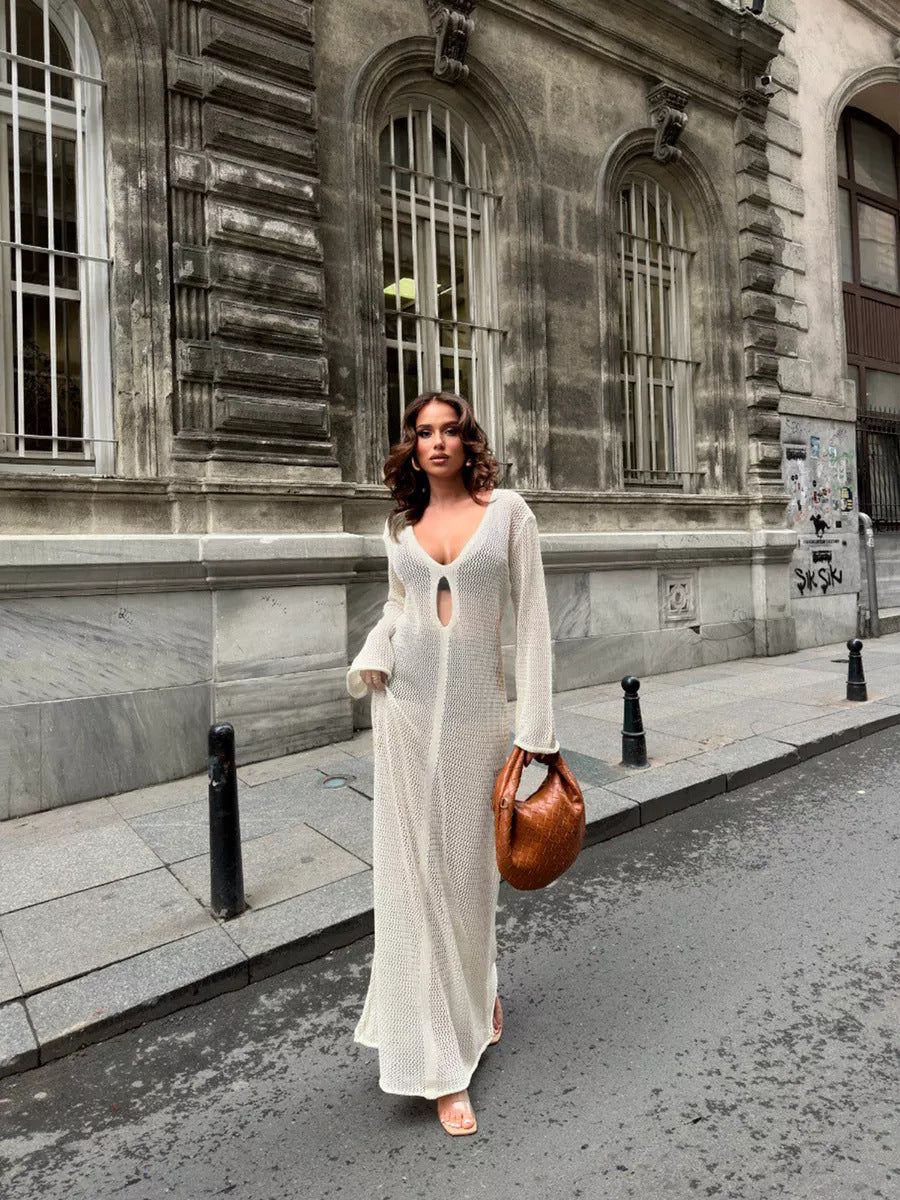 Sexy V-Neck Knit Cover Up - DippedShop Wholesale - #3955