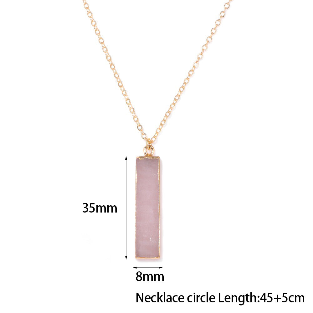 Irregiular Pink Crystal Pendant Simple Neckalces DPJN1007-2