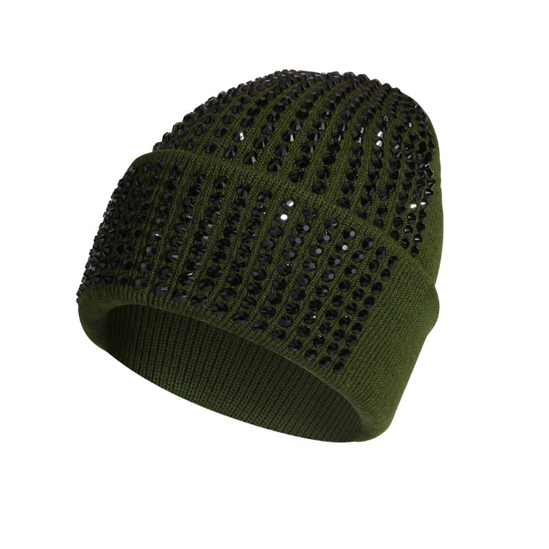 Sparkly Rhinestone Solid Color Knit Beanie Hat 6W6HAT655
