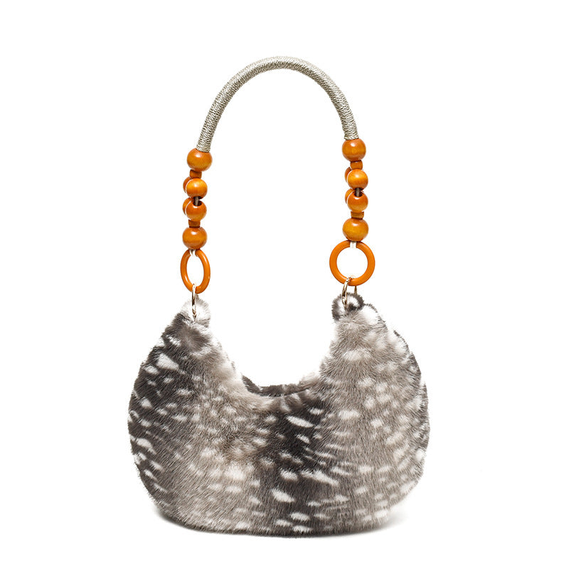 Trendy Soft Plush Deer Print Shoulder Bag 6W10BBG2373