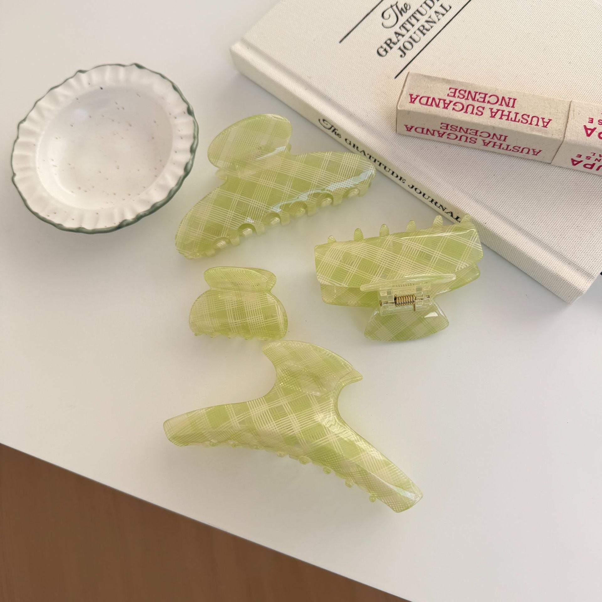 Plaid Acetate Hair Claw - DippedShop Wholesale - #1763