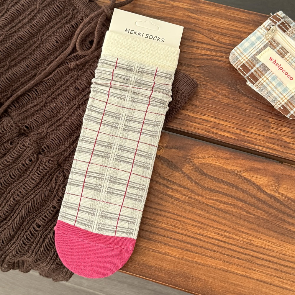 Plaid Crew Socks - DippedShop Wholesale - #4803